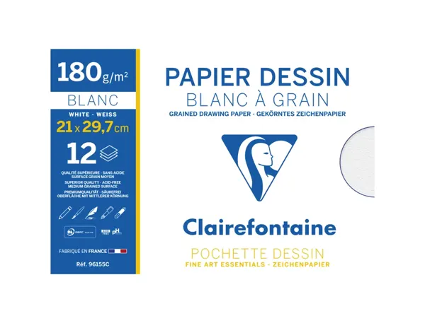 Clairefontaine Papier dessin "Blanc à Grain", 210 x 297 mm — Papiers à dessin