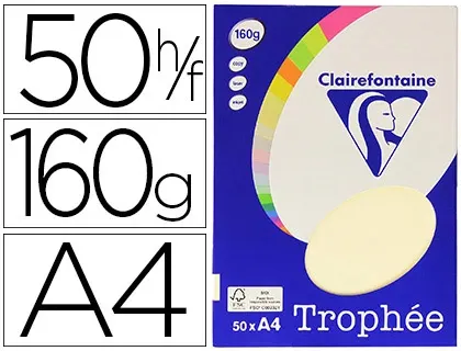 Papier Couleur Clairefontaine Trophée Personal Paper Pack A4 160g/M2 Ivoire Paquet 50 Feuilles Unicolores — Papier, cahier…