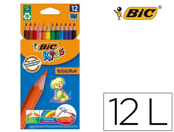 BIC KIDS Crayon de couleur Evolution ecolutions, étui de 12 — Fournitures