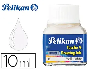 Encre de chine pelikan tire-lignes plumes dessinateur pinceaux couleur blanc flacon 10ml — Non classé