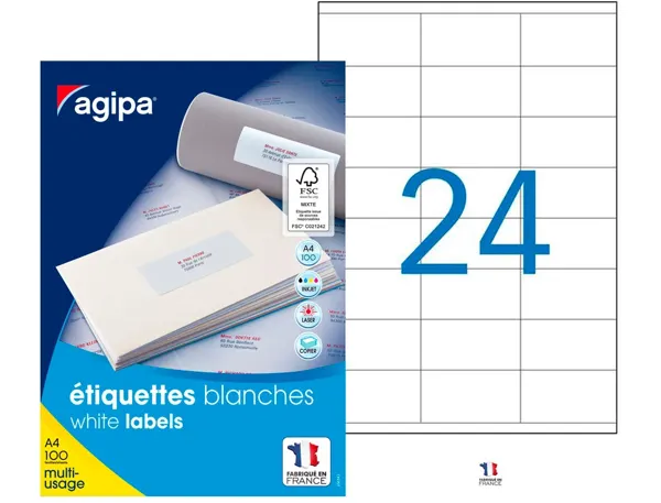 agipa Etiquette universelle, 70 x 35 mm, coins droits — Fournitures