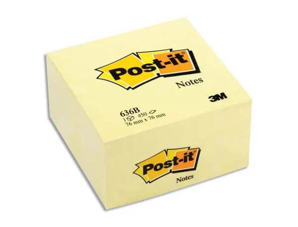 Cube de 450 feuilles de notes post-it repositionnable 76 x 76 mm coloris jaune — Fournitures