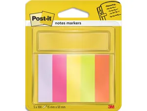 Marque-pages post-it papier notes markers 15x50mm coloris néon lot 5 blocsx100f — Non classé