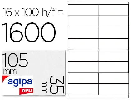 agipa Etiquette universelle, 105 x 35 mm, coins droits — Fournitures