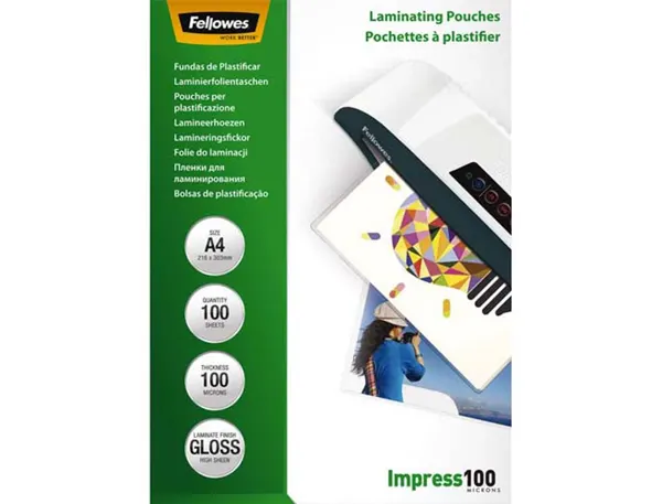 Pochette plastification fellowes à chaud polyester transparent résistant eau format a4 100 microns boîte 100 unités — Non…