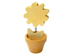 Clip mémo fantaisie bois sur ressort forme pot fleur 11cm — Non classé