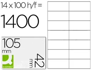 Étiquette adhésive q-connect 105x42mm coins droits imprimante jet d'encre laser copieur boîte 100 feuilles 1400 unités —…