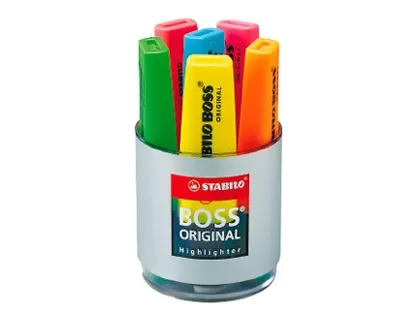 STABILO Surligneur BOSS ORIGINAL, boîte ronde de 6 — Fournitures