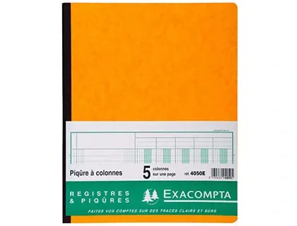 Piqûre 80 pages 5 colonnes sur 1 page format 25 x 32 cm à la française, EXACOMPTA — Papier, cahier & courrier