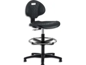 Siege technique telescopique grande hauteur en pu sur patins avec repose pieds reglable en hauteur coloris noir — Non classé