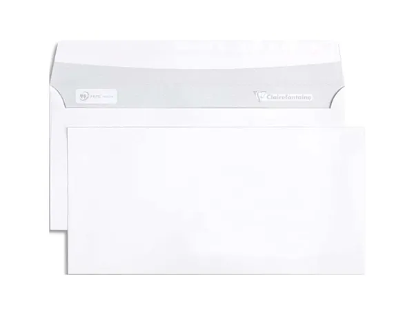 Clairefontaine paquet 50 enveloppes blanches 80g dl 110x220mm auto-adhesive — Non classé
