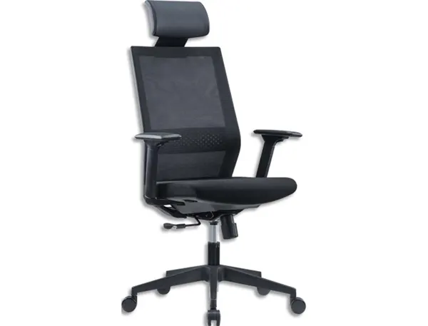 Fauteuil de bureau mt international dossier en resille avec têtière mecanisme synchrone coloris noir — Non classé