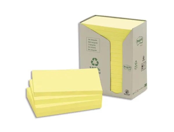 Notes repositionnables post-it jaunes format 76 x 127 mm bloc 100 feuilles tour 16 blocs — Non classé