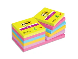 Notes post-it super sticky format 76 x 76 mm couleurs assorties lot 12 blocs — Non classé