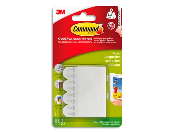 Languettes de fixation command tableau petit modèle blanc blister 8 — Non classé