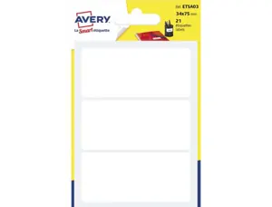 Étiquettes avery blanches permanentes 34 x 75 mm sachet 21 — Non classé