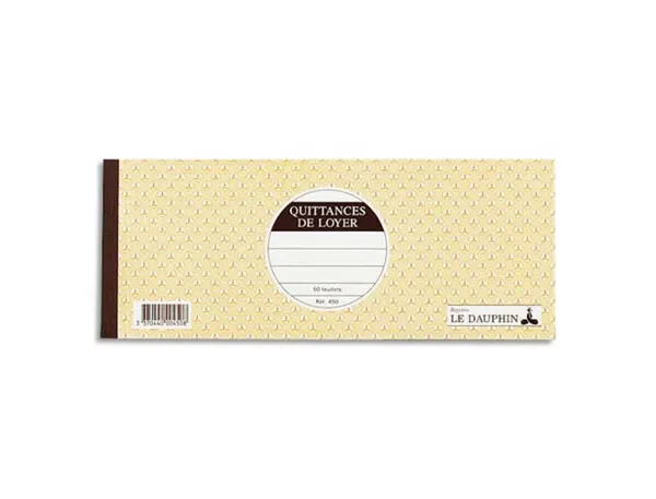 Carnet quittance de loyer le dauphin à souche 11 x 27,5 cm — Non classé