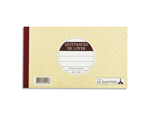 Carnet quittance de loyer le dauphin à souche 12,5 x 21 cm tripli — Non classé