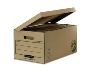 Conteneur bankers box earth series carton recyclé kraft brun montage manuel — Non classé