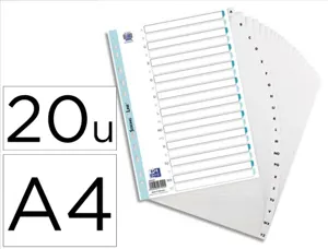 Intercalaires alphabétiques oxford polypropylène format a4 20 positions blancs — Non classé