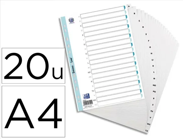 Intercalaires alphabétiques oxford polypropylène format a4 20 positions blancs — Non classé