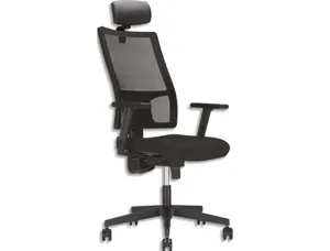 Siège de bureau nowy styl square dossier résille assise tissu noir mécanisme synchrone — Non classé