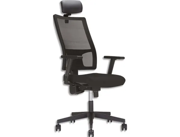 Siège de bureau nowy styl square dossier résille assise tissu noir mécanisme synchrone — Non classé