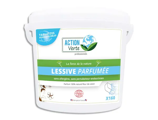 Tablettes lessive action verte hydrosolubles concentrées parfumées seau 160 — Non classé