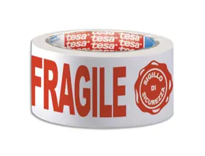 Ruban adhesif d emballage tesa pp blanc imprime rouge fragile silencieux 48 microns 50 mm x 66 m — Non classé
