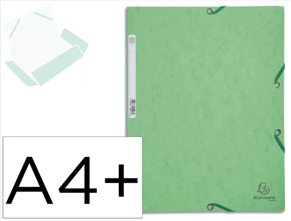 Chemise 3 rabats elastique exacompta carte lustree 5/10e 400g format 24x32 cm coloris tilleul — Non classé