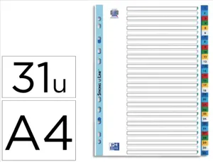 Intercalaires numeriques oxford polypropylene 31 positions format a4 coloris assortis — Non classé