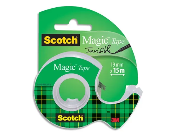 Ruban adhesif magic invisible scotch 19 mm x 15 m avec devidoir — Non classé