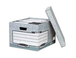 Caisse standard bankers box l40,4 x h29,2 x p33,5 cm montage automatique carton recyclé gris blanc — Non classé