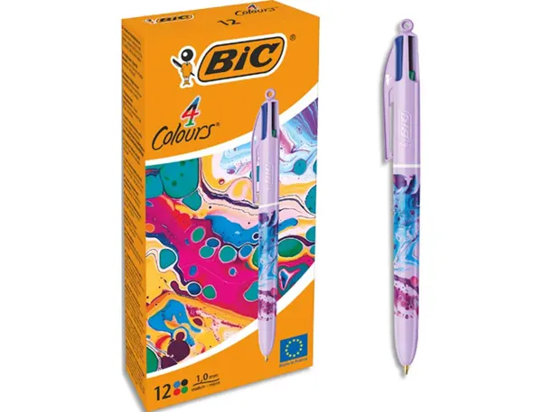 Stylo-bille bic 4 couleurs hydro purple encre classique retractable pointe moyenne 1,0mm — Non classé
