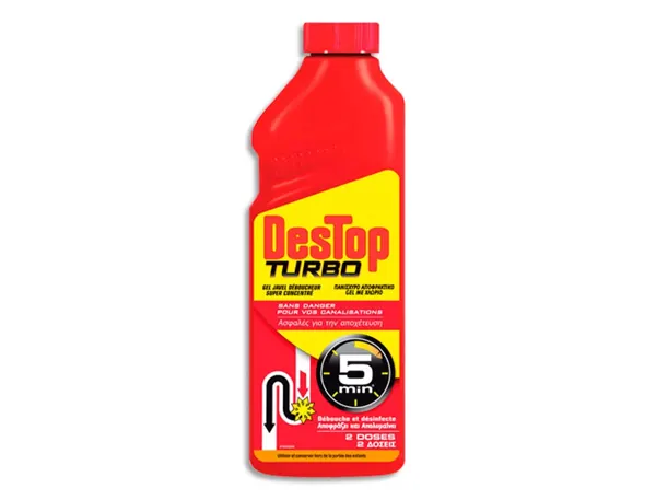 Gel javel destop turbo gel débouche et désinfecte formule concentrée flacon 1 litre — Non classé