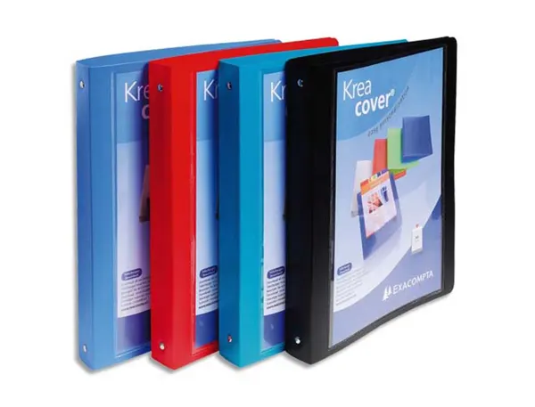 Classeur personnalisable exacompta kreacover polypropylène 4 anneaux 30 mm assortis format a4+ — Non classé