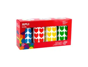 Gommettes coeur apli kids diametre 20 mm couleurs assorties boite de 4 rouleaux 7080 unites — Non classé