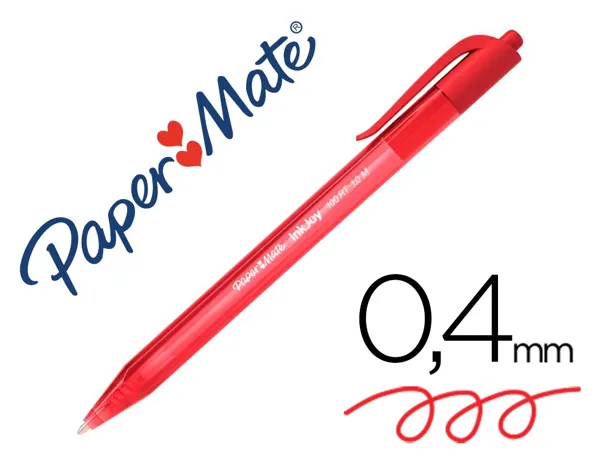 Stylo-Bille Paper Mate Inkjoy 100 Écriture Moyenne 0.7mm Encre Ultra Douce Résiste Bavures Rétractable Coloris Rouge…