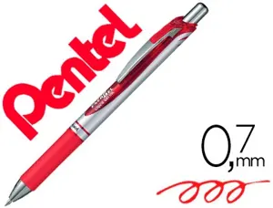 Roller pentel energel rétractable pointe moyenne 0.7mm rechargeable clip métal coloris rouge — Non classé