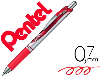 Roller pentel energel rétractable pointe moyenne 0.7mm rechargeable clip métal coloris rouge — Non classé