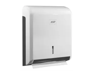 Distributeur essuie-mains coldis plastique compatible pliage v ouverture frontale clé 26.5x34x11cm 400/600f blanc/gris —…