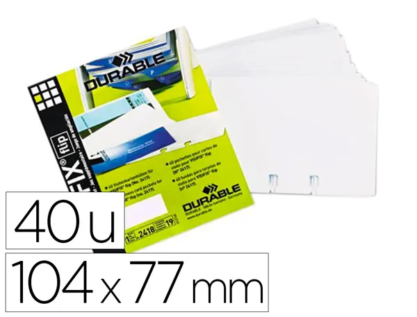 Pochette durable transparente amovible capacité 80 cartes de visite 104x54mm recto verso paquet 40 unités — Non classé