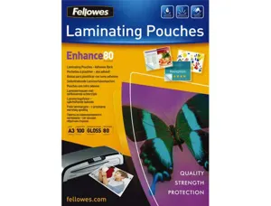Pochette plastification fellowes finition brillante dos adhésif format a3 80 microns coloris transparent boîte 100u — Non…