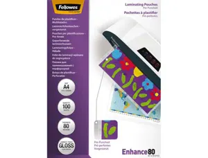 Pochette plastification fellowes perforée format a4 80 microns boîte 100 unités — Non classé