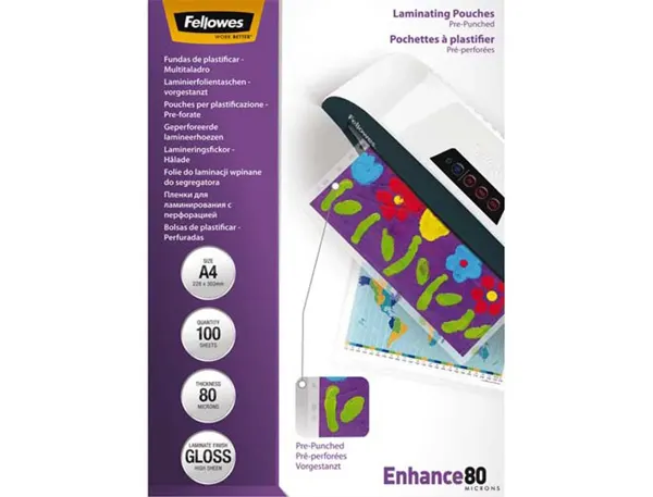 Pochette plastification fellowes perforée format a4 80 microns boîte 100 unités — Non classé