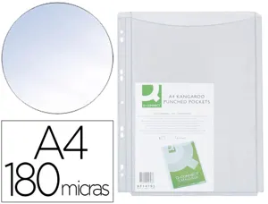 Pochette q-connect pvc 18/100e perforée soufflet capacité 100f plan a4 sachet 5 unités — Non classé
