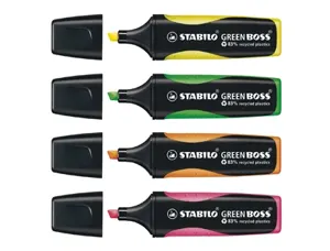 STABILO Surligneur GREEN BOSS, étui en carton de 4 — Fournitures