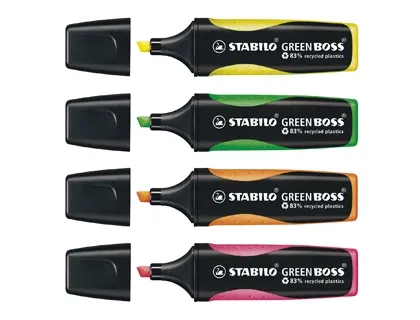 STABILO Surligneur GREEN BOSS, étui en carton de 4 — Fournitures