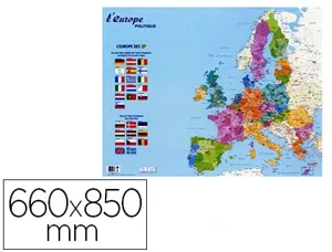 Carte europe bouchut pelliculee effaçable 4 oeillets suspension poids 250g format 66x84.5cm tube — Non classé
