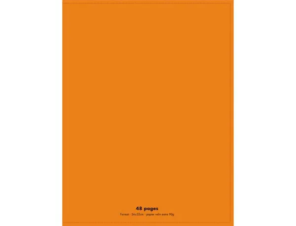 Cahier piqué conquérant classique couverture polypropylène rigide transparent a4+ 24x32cm 48 pages 90g séyès orange — Non…